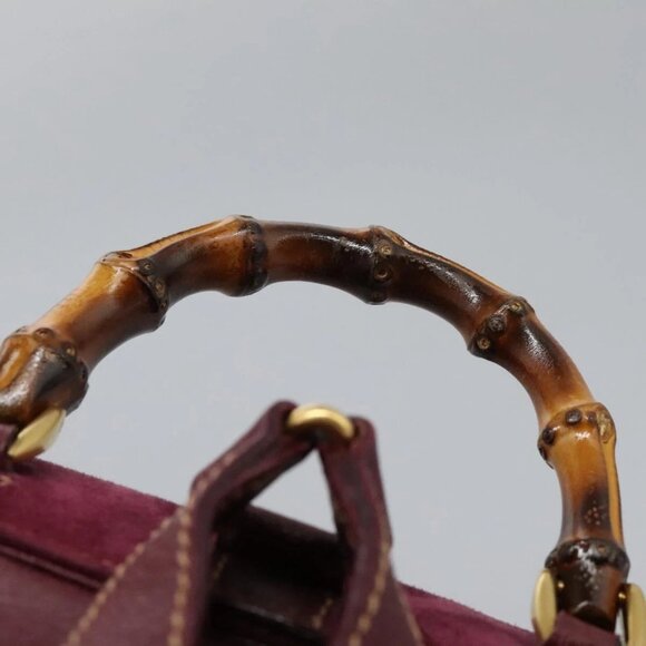 GUCCI Bamboo Backpack Suede Purple Gold 003 - Picture 7 of 16